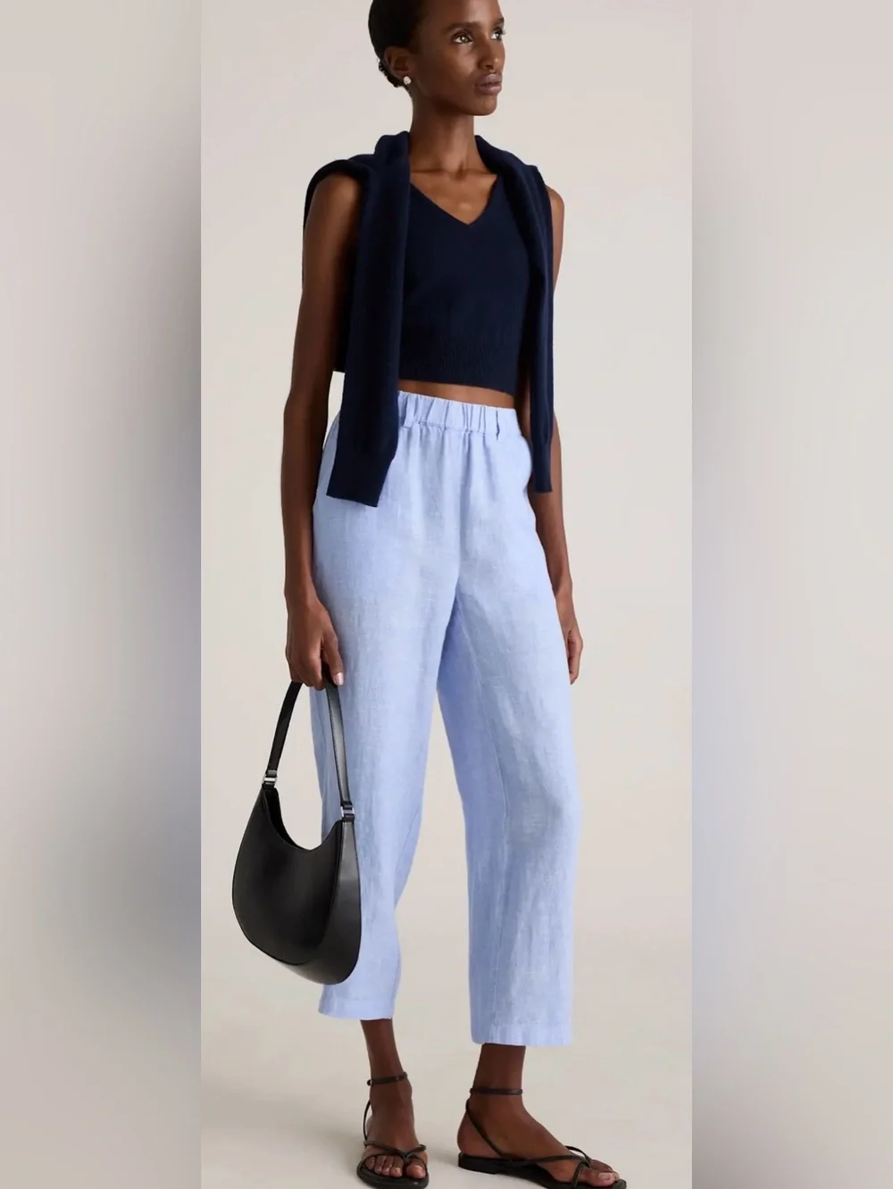 100% European Linen Pants-French Blue